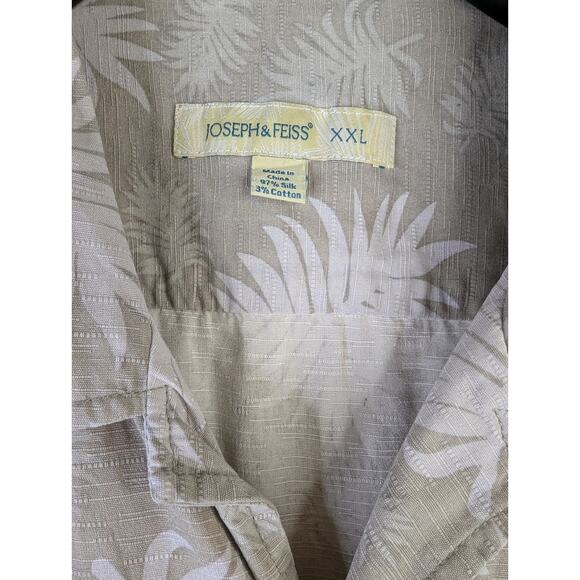 Joseph & Feiss Men's XXL Silk Green Floral Button Up Hawaiian Shirt - Picture 2 of 4